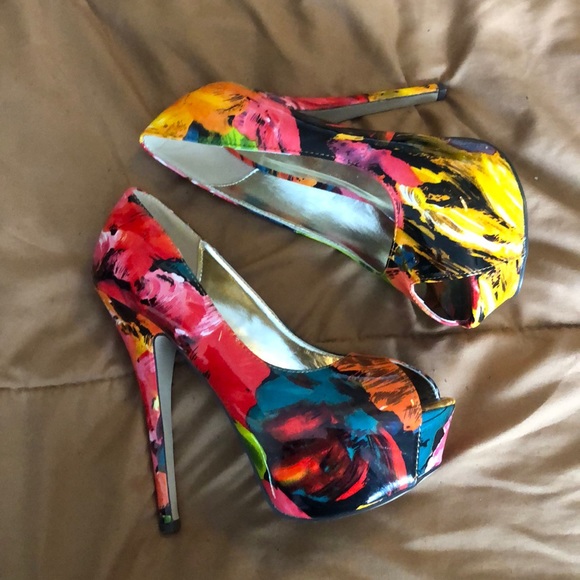 colorful platform heels